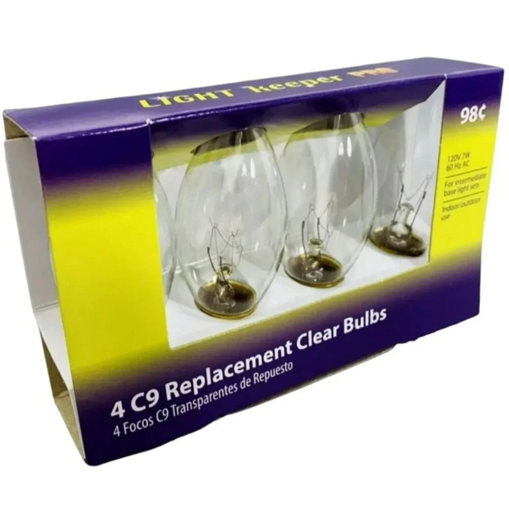 C9 Clear Christmas Light‎ Bulbs 7W Replacement Indoor Outdoor Vtg Village 8 pack